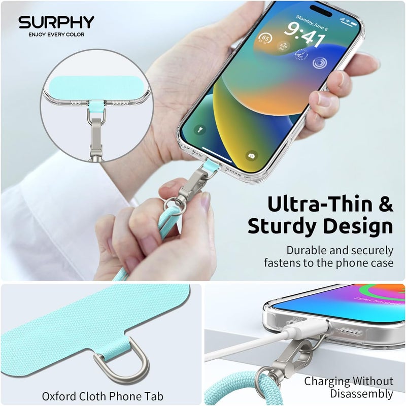 SURPHY Phone Lanyard, Adjustable Phone Strap Crossbody with 2 Pack Cell Phone Tether Tab, Premium Metal Buckles, Skin-Friendly, Universal Cell Phone Lanyard Crossbody for Women and Men, Limpet Shell - Image 4